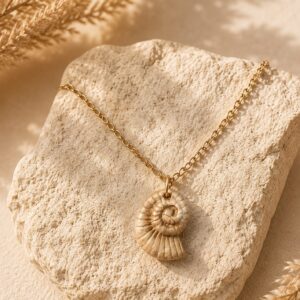 Handmade Clay Spiral Shell Pendant