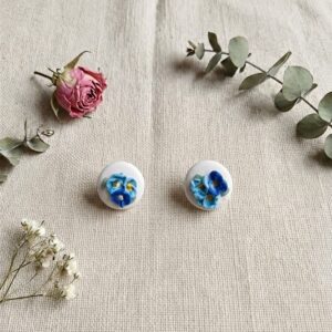 Blue Blossom Floral Stud Earrings