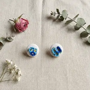 Blue Blossom Floral Stud Earrings