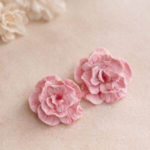 Handmade Clay Blush Bloom Studs