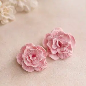 Handmade Clay Blush Bloom Studs