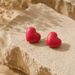 Crimson Heart Handmade Clay Stud Earrings
