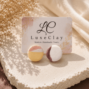 Handmade Abstract Colorblock Clay Stud Earrings