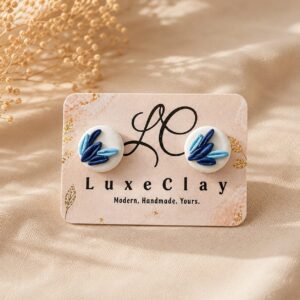 Handmade Blue Floral Clay Stud Earrings