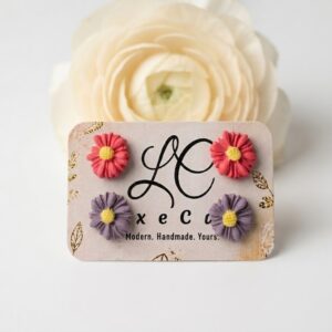 Handmade Daisy Flower Clay Stud Set