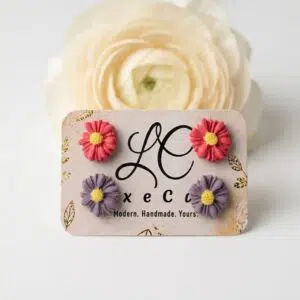 Handmade Daisy Flower Clay Stud Set