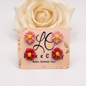 Handmade Daisy Flower Clay Stud Set