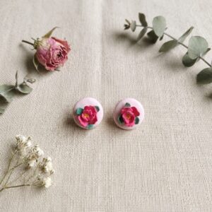 Handmade Rose Flower Clay Stud Earrings