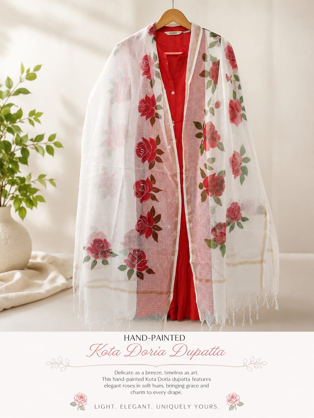 Hand-Painted Kota Doria Dupatta