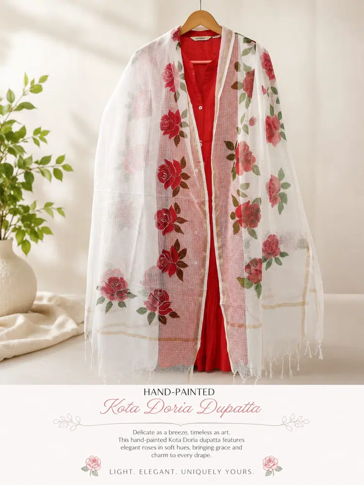 Hand-Painted Kota Doria Dupatta