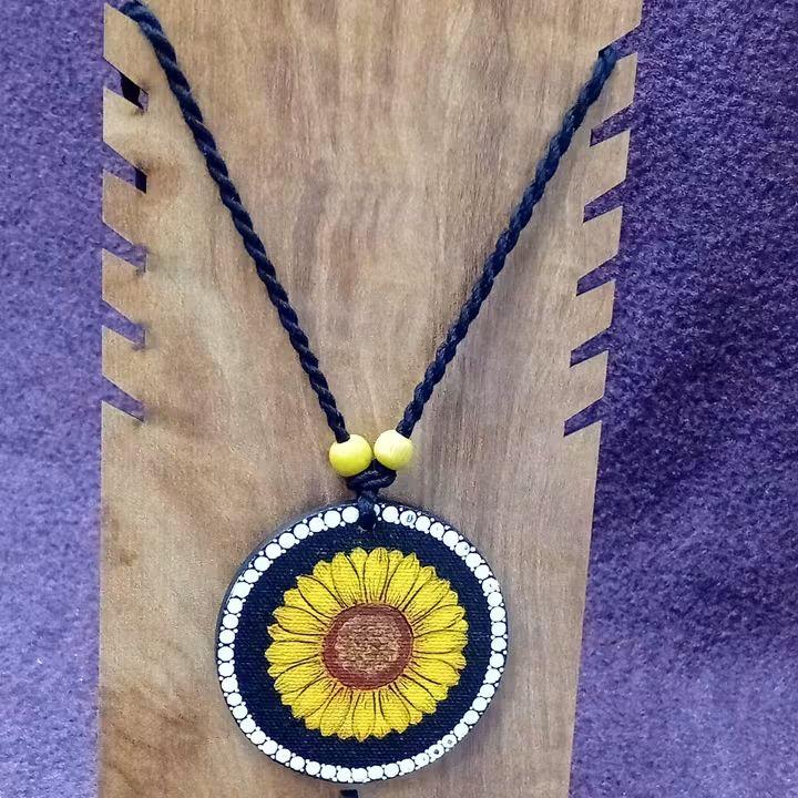 Sunflower Hand-Painted Pendant Necklace