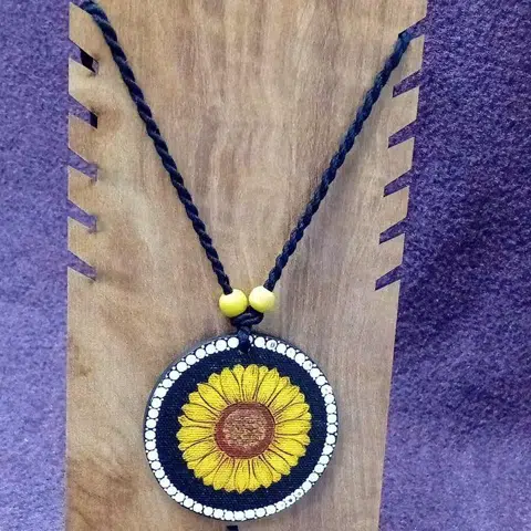 Sunflower Hand-Painted Pendant Necklace