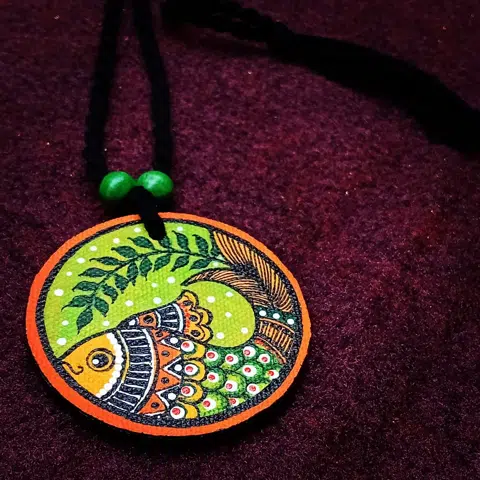 Folk Art You Can Wear — Madhubani Fish Pendant