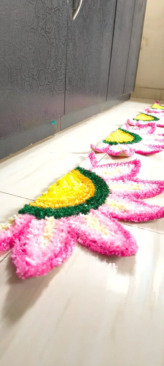 Half flower rangoli mat