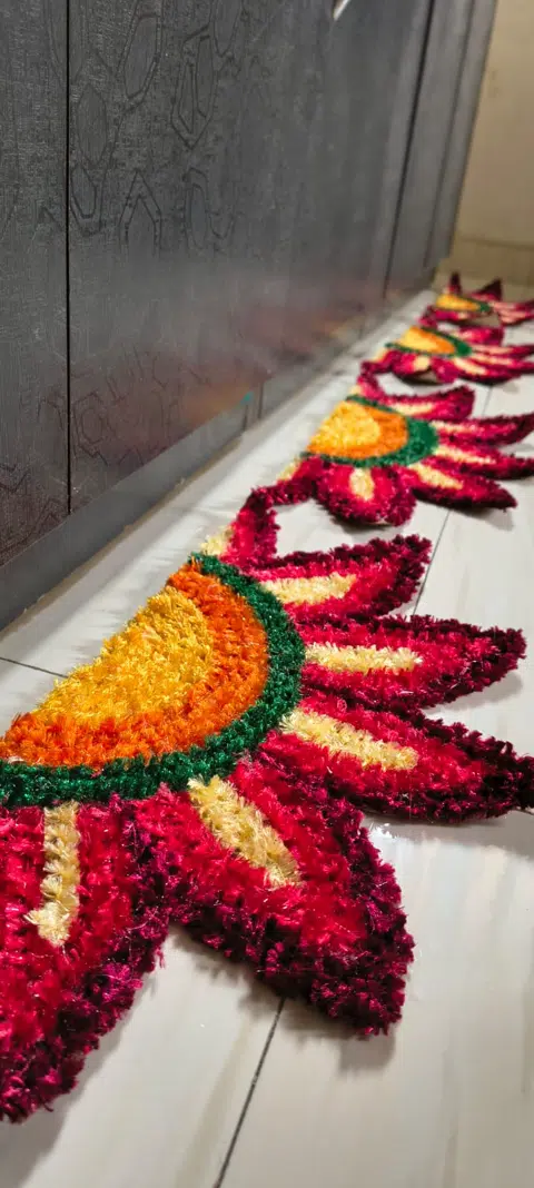 Half flower rangoli mat 
