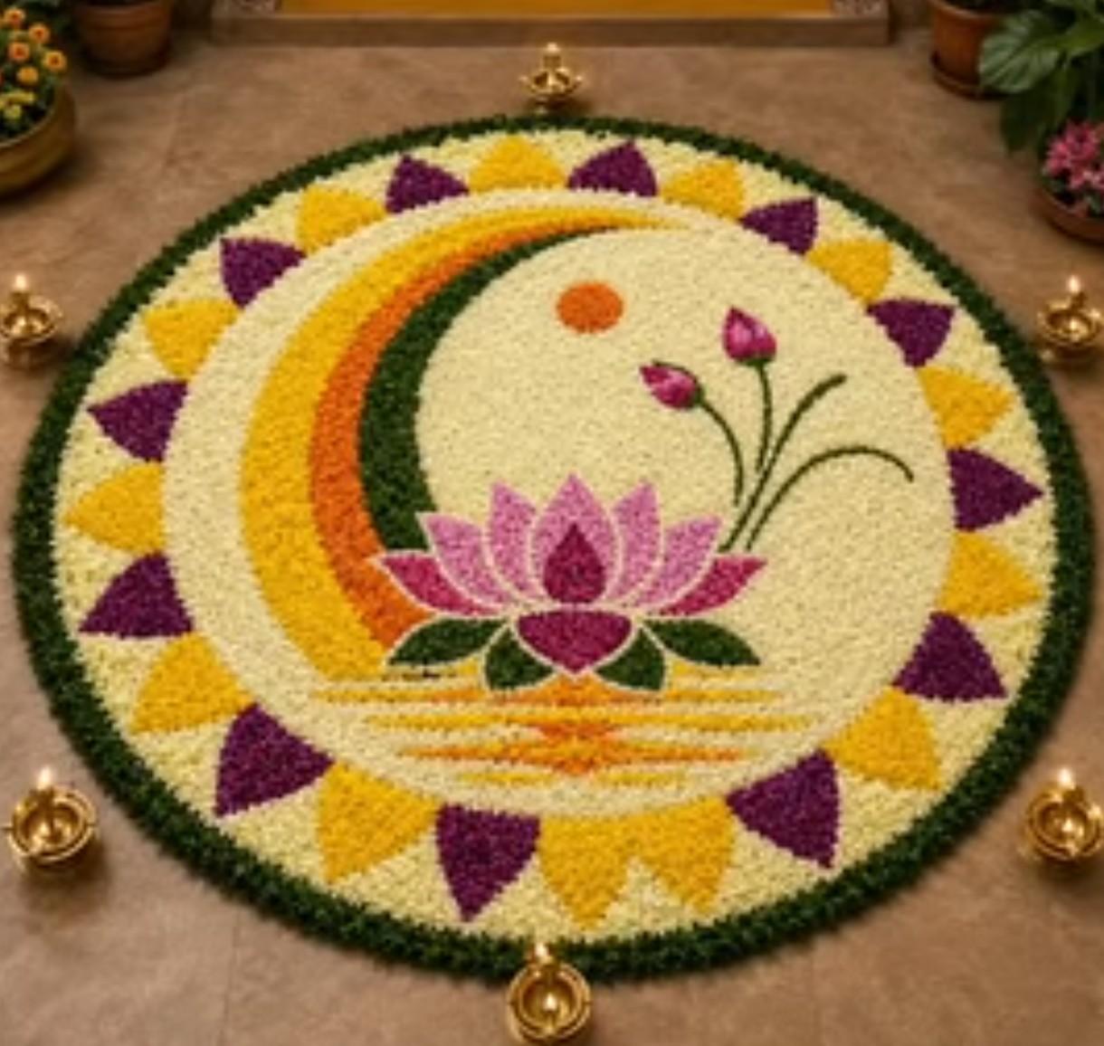 Round Lotus Rangoli Mat