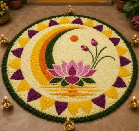 Round Lotus Rangoli Mat