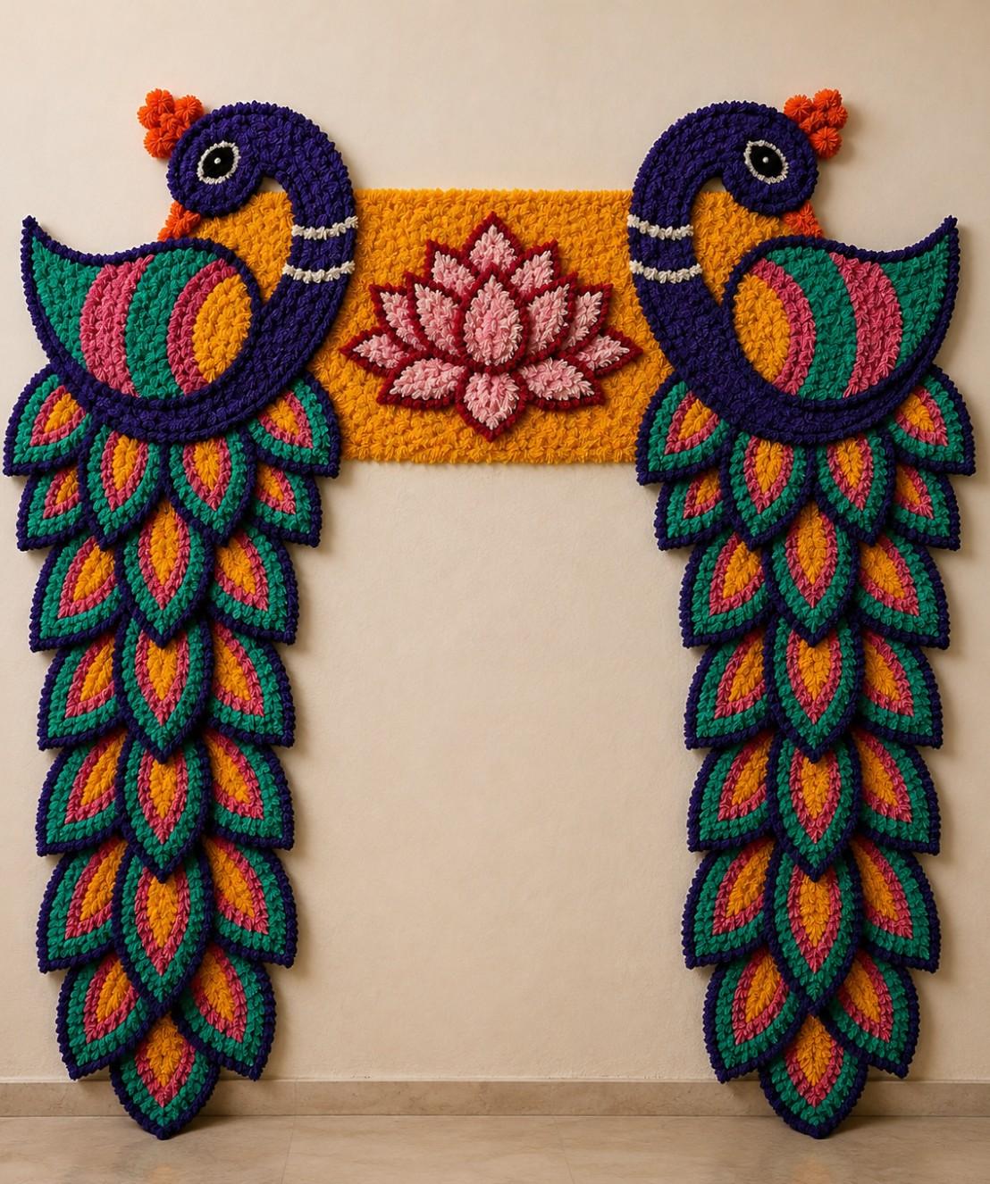 Peacock Pair Rangoli Wall Mat