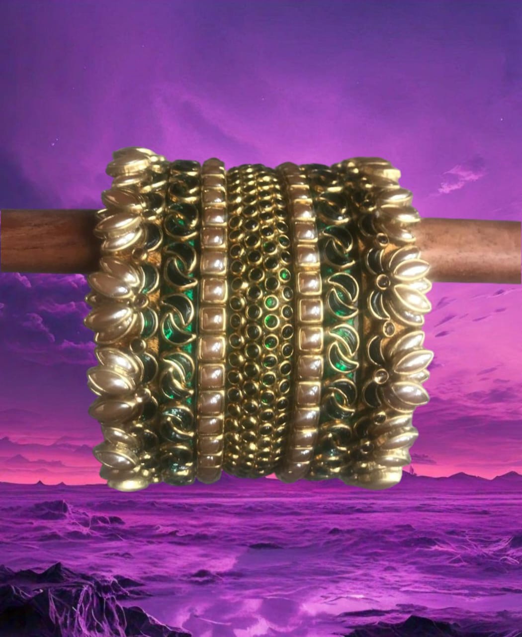 Golden lotus bangles