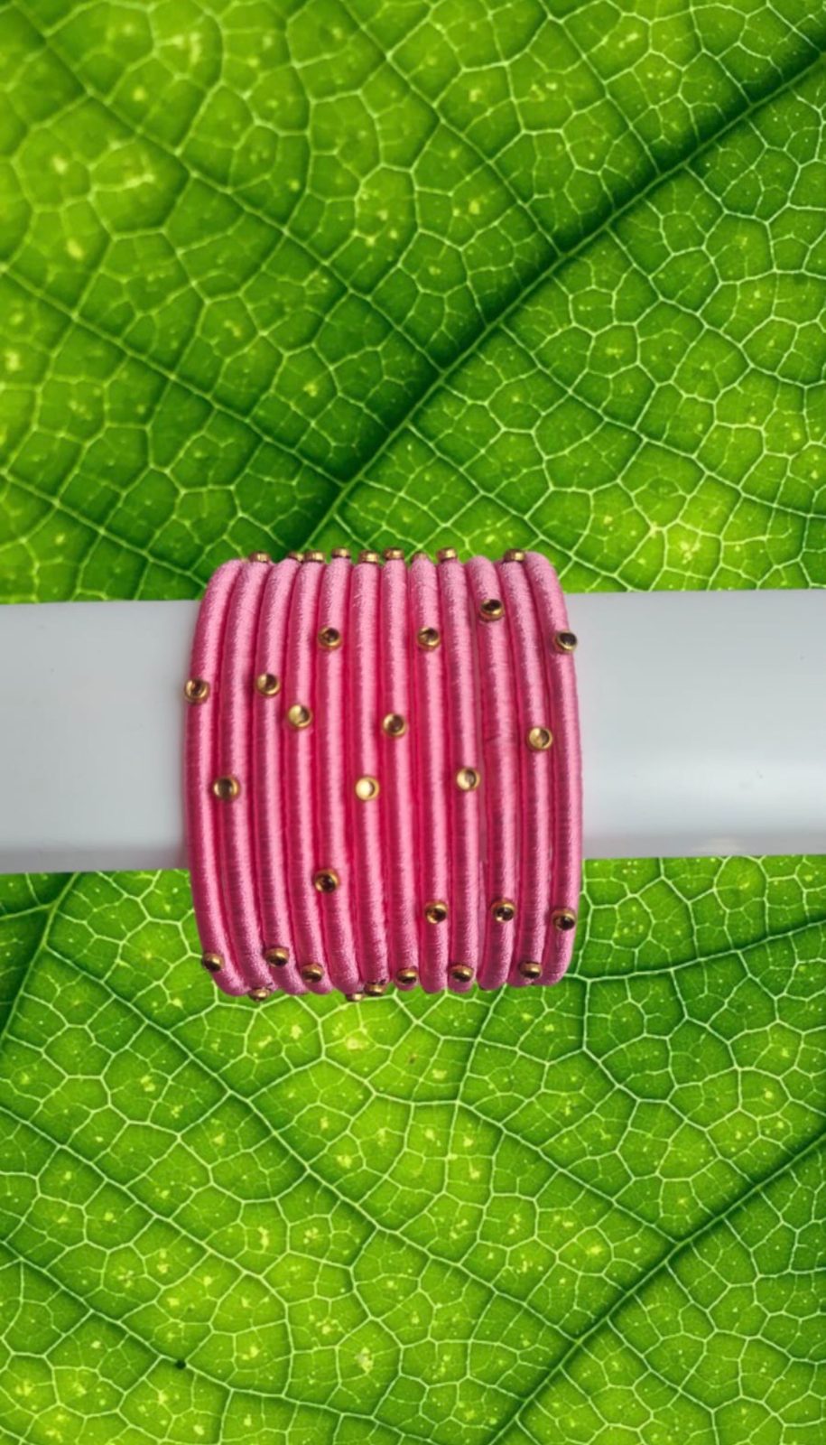 Burgundy and pink silk thread bangles