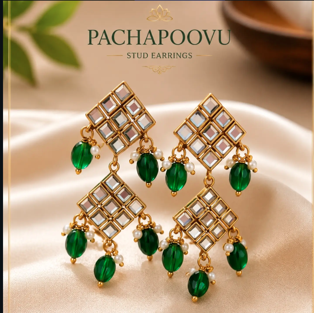 Pachapoovu Kundan Chandelier Earrings