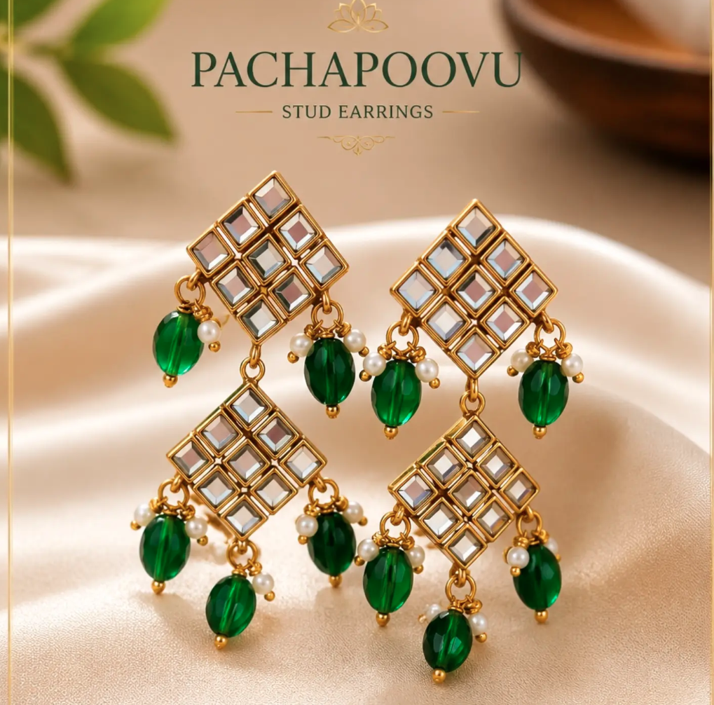 Pachapoovu Kundan Chandelier Earrings