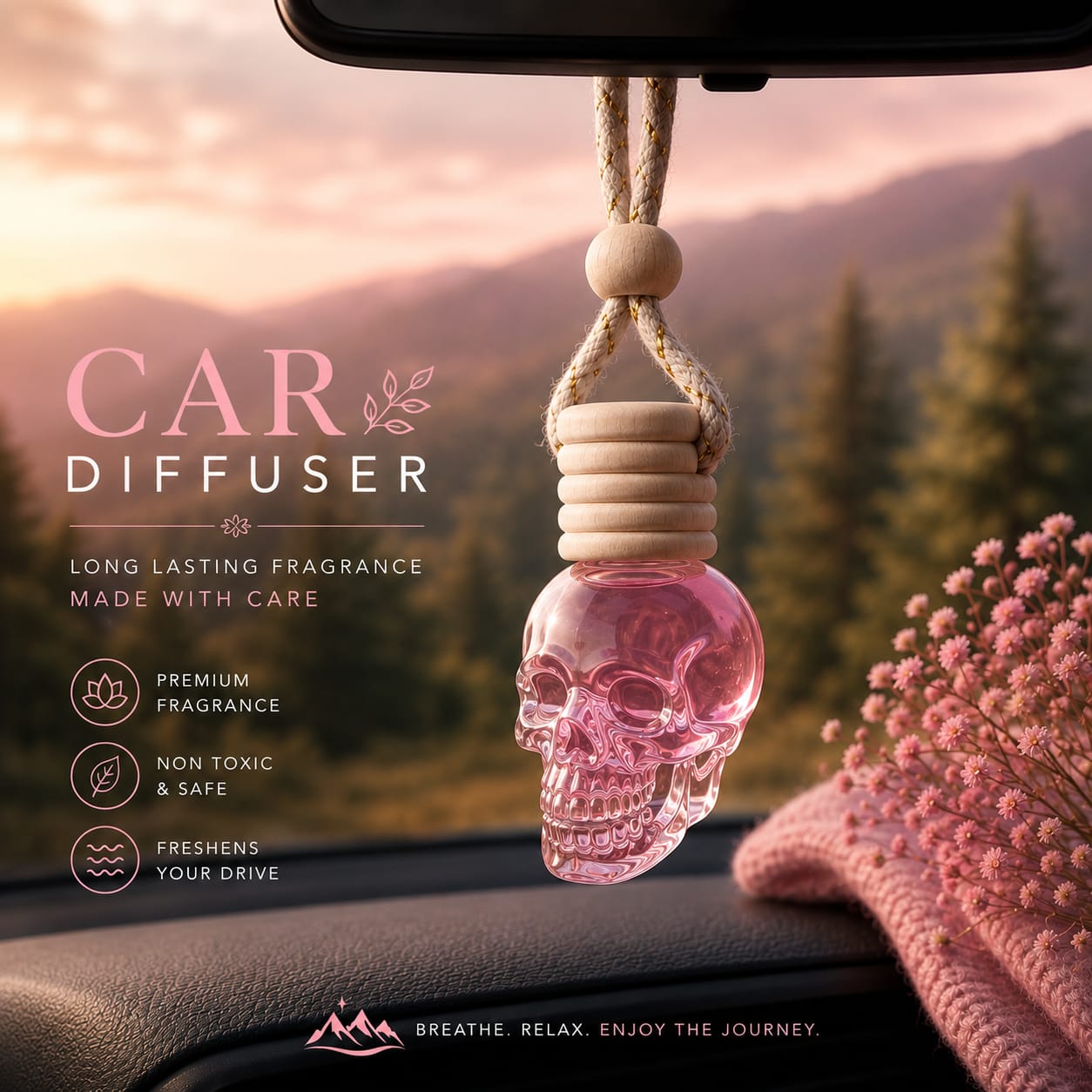 Skull Car Diffuser – Premium Hanging Air Freshener (10ml)