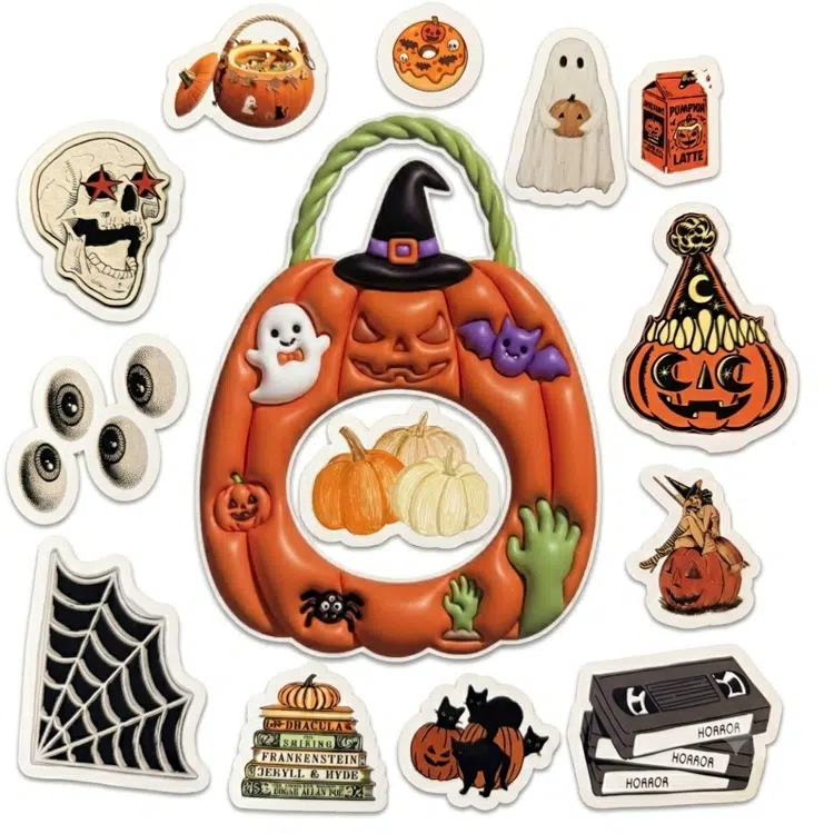 Halloween Sticker Pack: 65 Stickers + 5 Treat Baskets